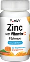 Zinc Vitamin C and Echinacea Gummies for Adults and Kids by YumVs | Chewable Gummy - Vegetarian, Halal, Kosher | Orange Flavor - 60 Count 2