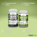 Black Seed Oil Softgels & Olive Leaf Extract Capsules Combo - Targeted Immune Support 3