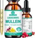 Mullein Drops for Lungs, Organic Mullein Leaf Extract w/Elderberry Echinacea Drops for Lung Health Mullein Leaf Tincture Alcohol Free - Lung Detox for Smoker Sinus Immunity & Respiratory Support 2