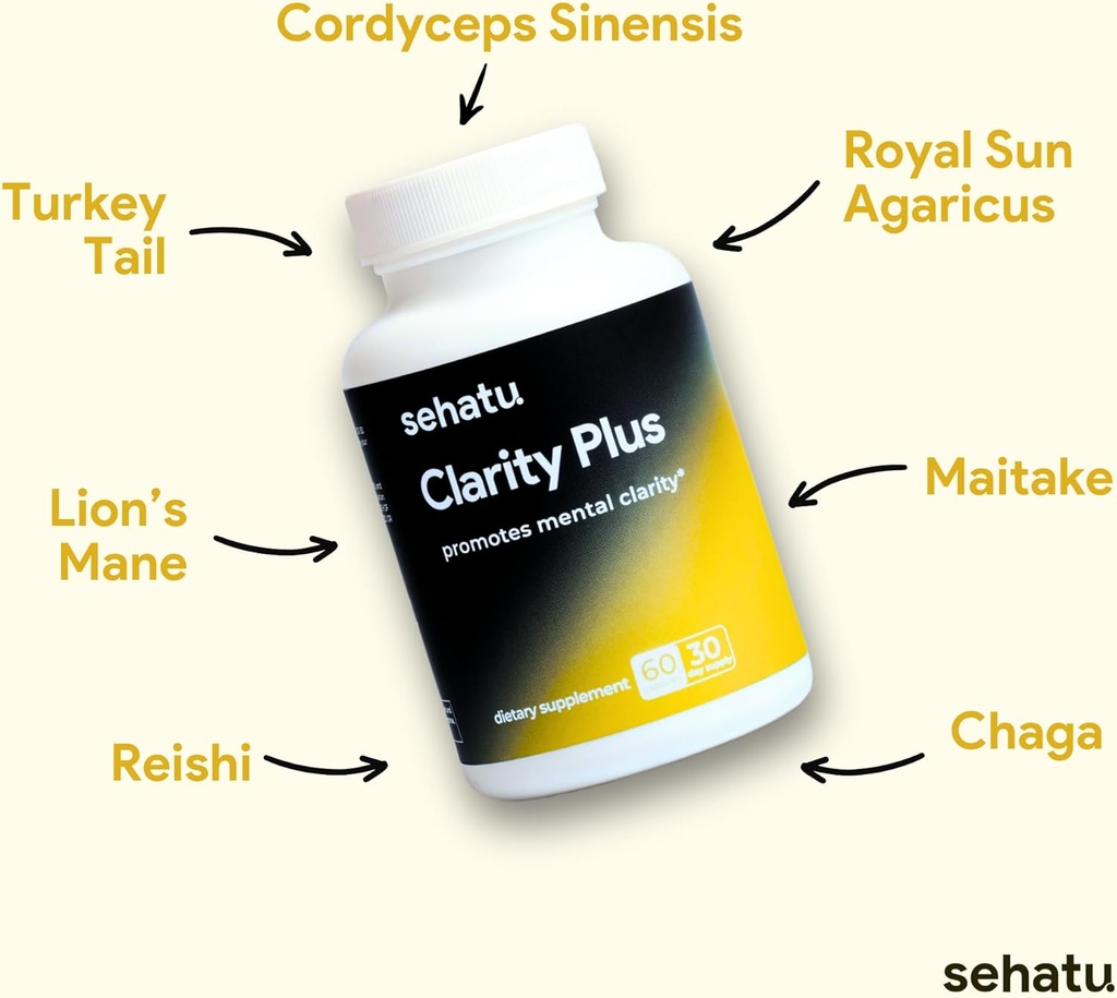 Clarity Plus Cognitive Wellness Supplement | Packed with 10 Powerful Adaptogenic Mushrooms | Clear Brain Fog and Support Mental Clarity | 60 Count | 30 Day Supply 4