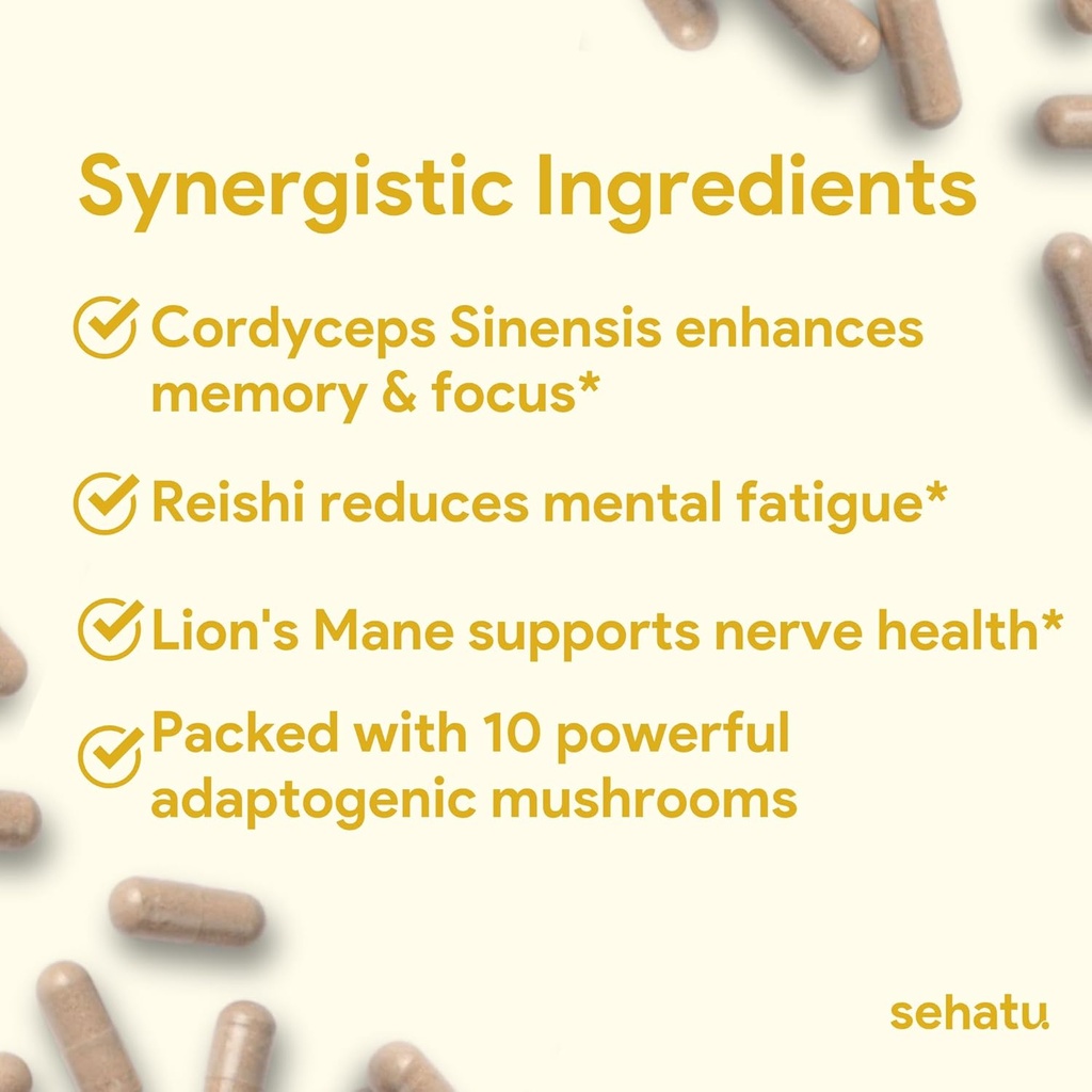 Clarity Plus Cognitive Wellness Supplement | Packed with 10 Powerful Adaptogenic Mushrooms | Clear Brain Fog and Support Mental Clarity | 60 Count | 30 Day Supply 6