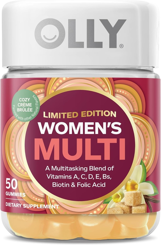 OLLY Women's Multi, Vitamins A, C, D, E, B, Zinc, Limited Edition, Cozy Crème Brulee - 50ct 2