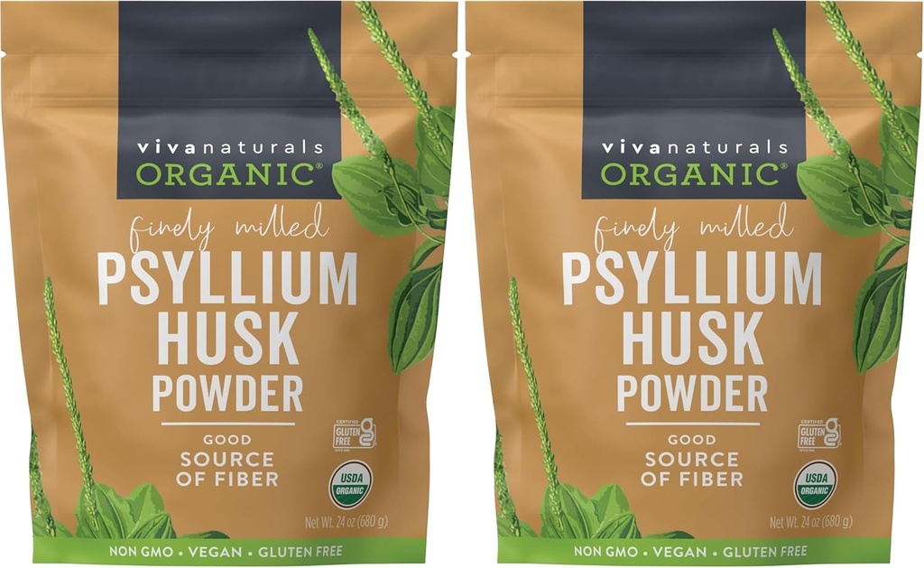 Viva Naturals Organic Psyllium Husk Powder, 24 oz - Finely Ground, Unflavored Plant Based Superfood - Good Source of Fiber for Gluten-Free Baking, Juices & Smoothies - Certified Vegan, Keto and Paleo 2
