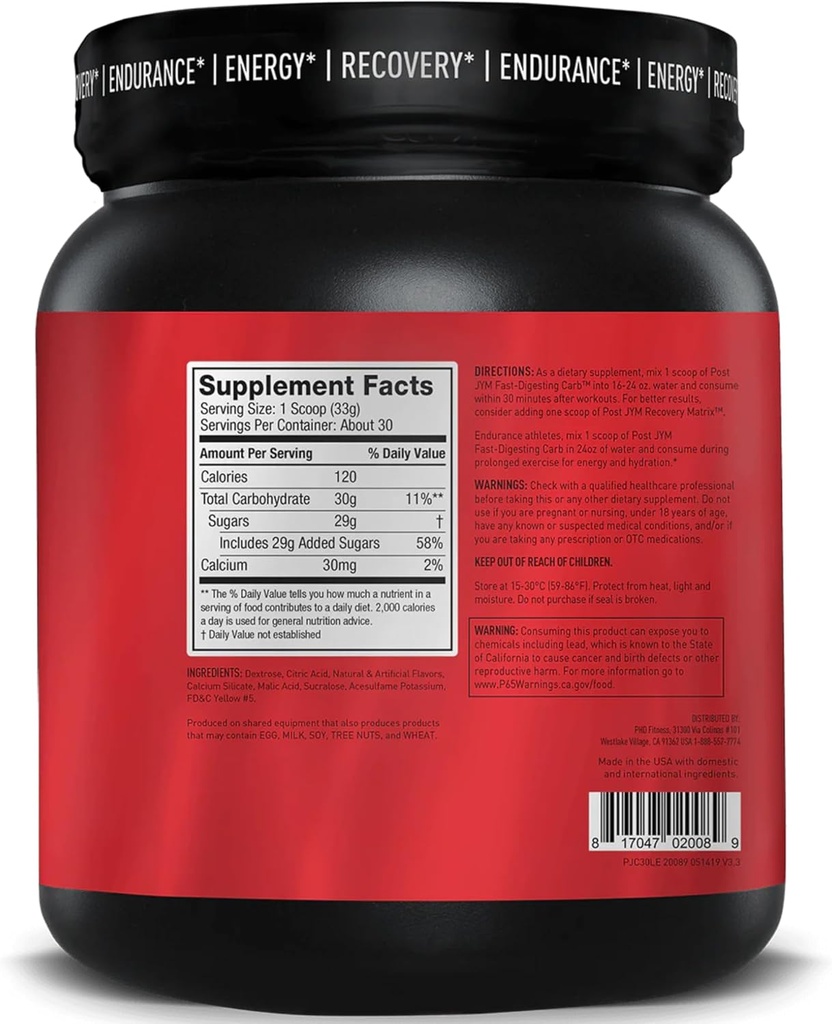 JYM Supplement Science Post JYM Lemonade Carb Fast Digesting Post Workout Recovery Powder Pure Dextrose, Glycogen Replenishment, Athletic Performance, Muscle Growth 30 Servings 4