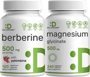 Deal Supplement Magnesium Glycinate 500mg Veggie Capsules & Berberine Supplement with Yohimbine Bundle – Easily Absorbed Chelated Mineral – High Absorption Hydrochloride HCl Forms 2