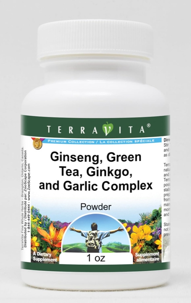 Ginseng, Green Tea, Ginkgo, and Garlic Complex Powder (1 oz, ZIN: 517068) - 3 Pack 2