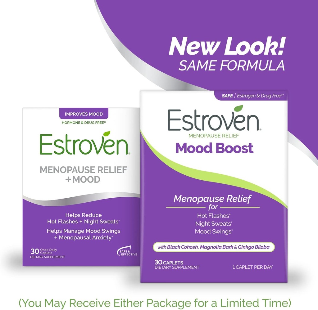 Estroven Mood Boost for Menopause Relief, Helps Reduce Hot Flashes & Night Sweats, Helps Manage Mood Swings, 30 Count 4