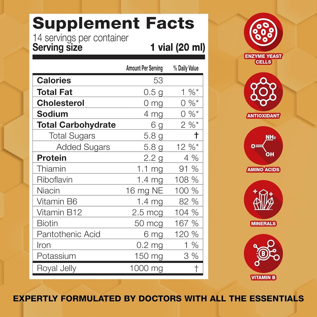 Dr. Wolz Zell Oxygen + Royal Jelly 1000mg, Organic Superfood and All Natural Energy Supplements, Nutrition for Immune Support, Healthy Skin, Fatigue Relief and Energy Boost, 14 Vials 3