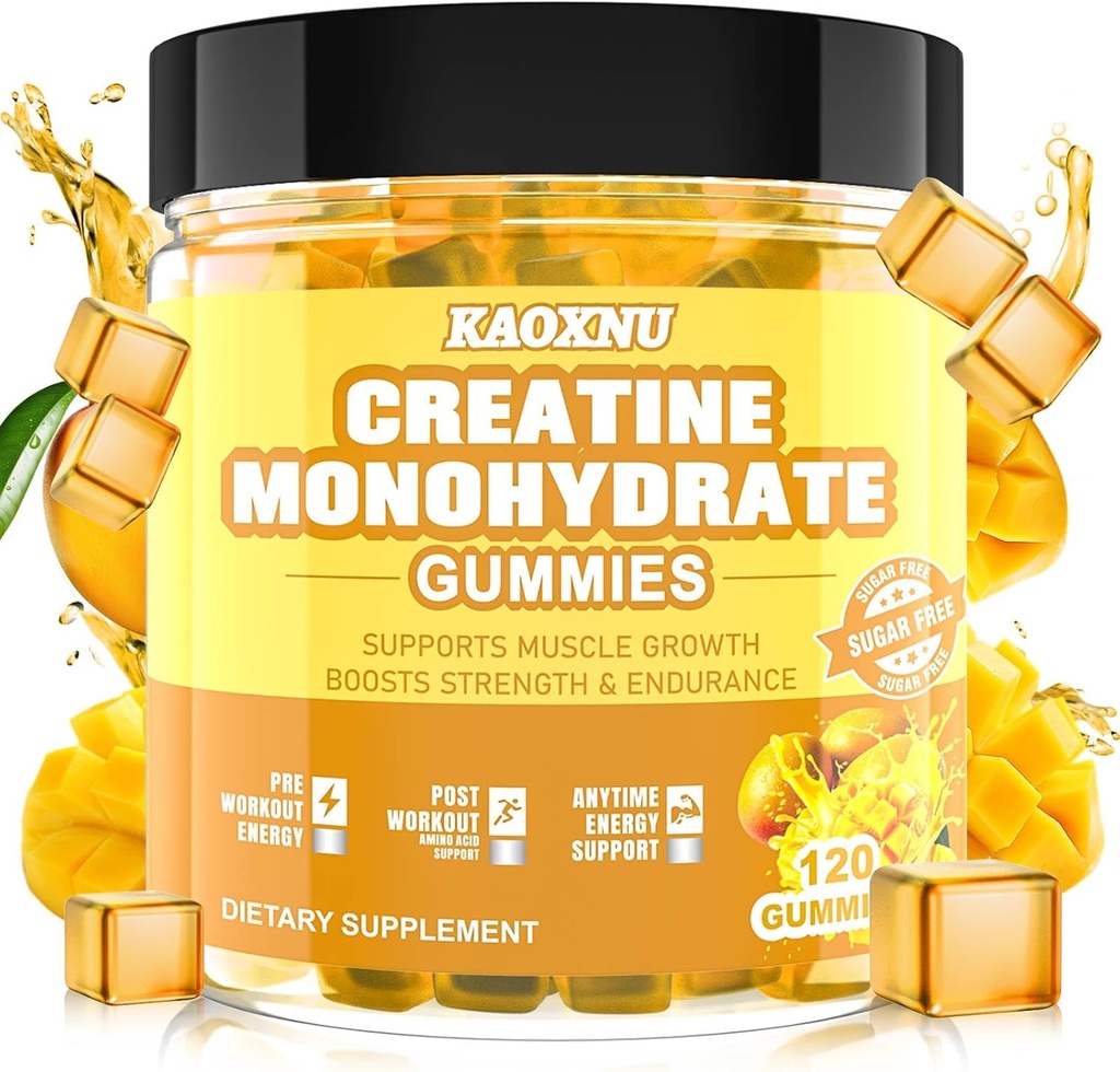 2 Pack Creatine Monohydrate Gummies 5000mg for Men & Women, 120 CT Chewable Creatine Monohydrate for Energy Boost, Muscle Support, 5.6g of Creatine Monohydrate per Serving - Sugar Free 2