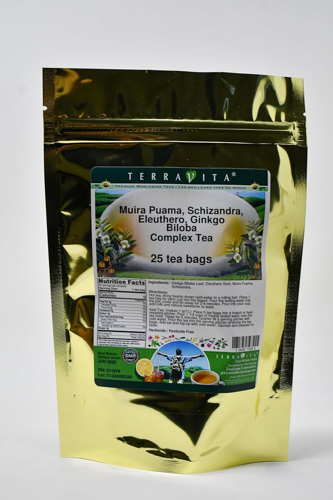 Muira Puama, Schizandra, Eleuthero, Ginkgo Biloba Complex Tea (25 tea bags, ZIN: 511976) 5