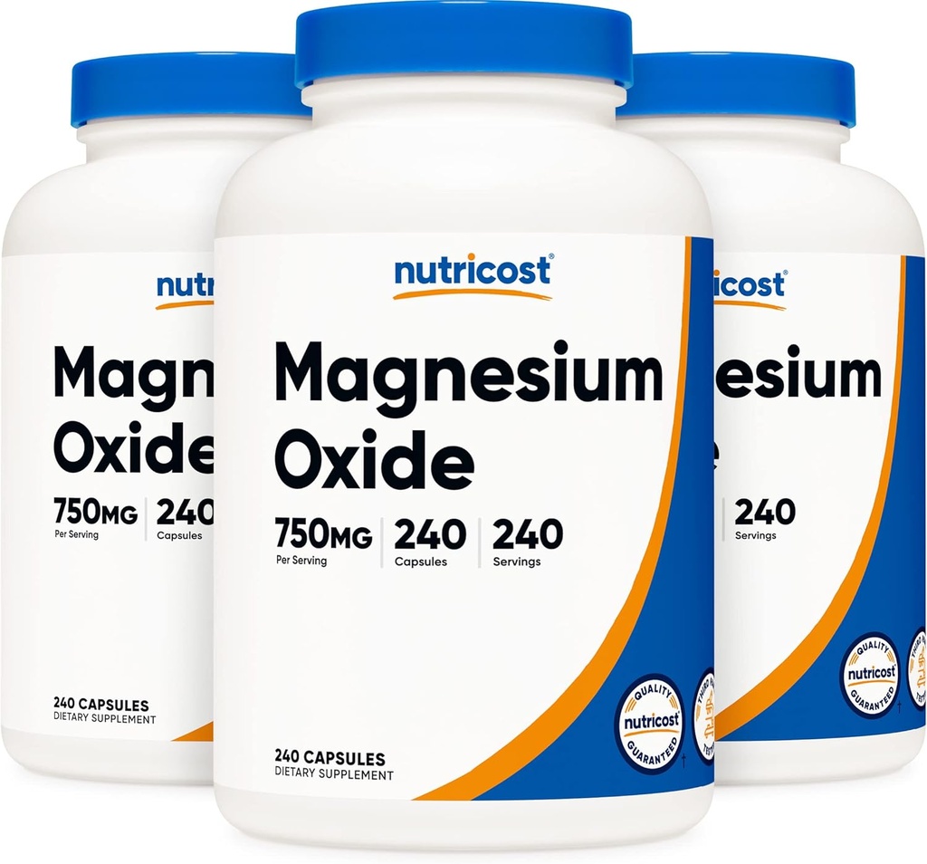 Nutricost Magnesium Oxide 750mg, 240 Capsules (3 Bottles) 2