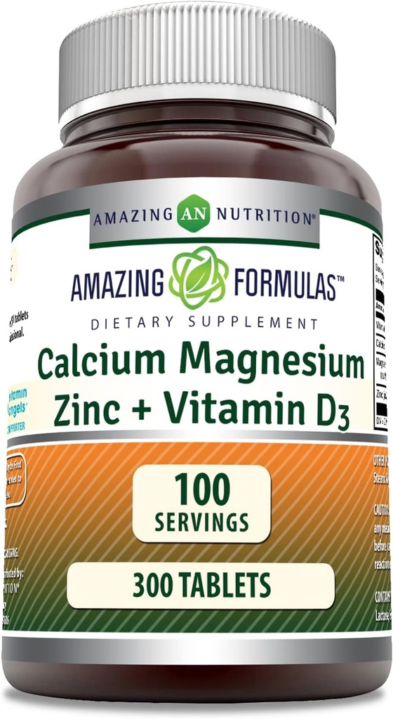 Amazing Formulas Calcium Magnesium Zinc with Vitamin D3 Supplement | Non-GMO | Gluten Free | Made in USA (300 Count | 3 Pack) 5