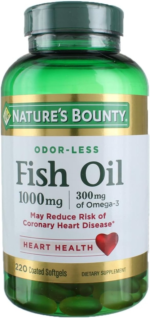 Nature's Bounty Fish Oil 1000 mg Omega-3, 220 Odorless Softgels (Pack of 3) 2