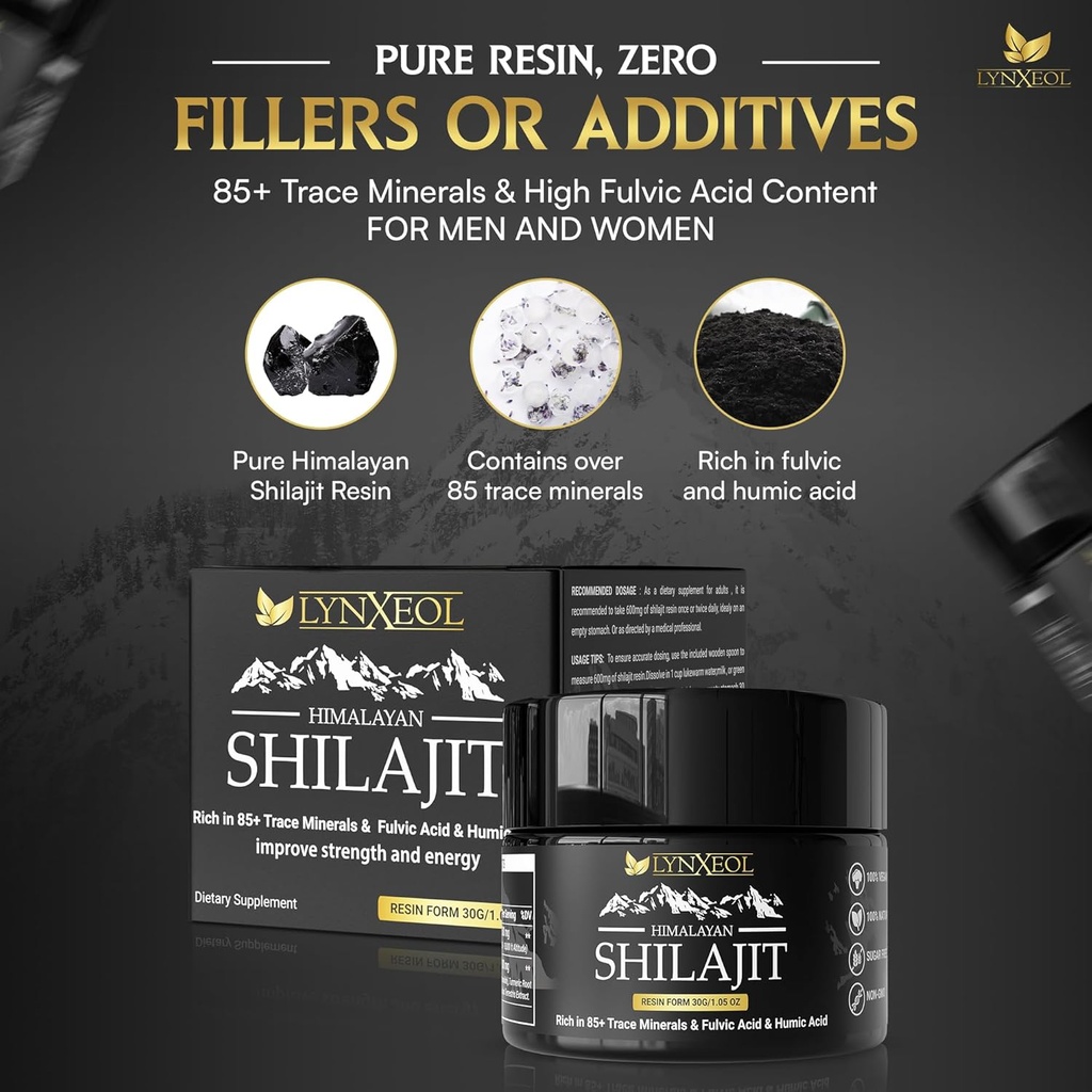 Himalayan Shilajit Resin 30g - Pure Organic Shilajit for Men & Women, Lab Tested, Rich in 85+ Trace Minerals - Fulvic & Humic Acid, Natural Energy & Muscle Support, Vitality & Wellness Supplement 3