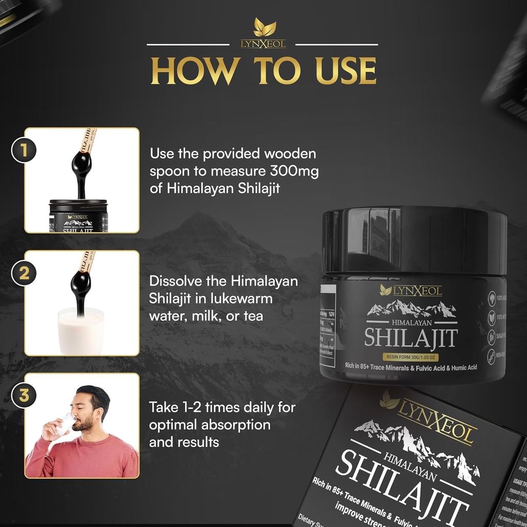 Himalayan Shilajit Resin 30g - Pure Organic Shilajit for Men & Women, Lab Tested, Rich in 85+ Trace Minerals - Fulvic & Humic Acid, Natural Energy & Muscle Support, Vitality & Wellness Supplement 6
