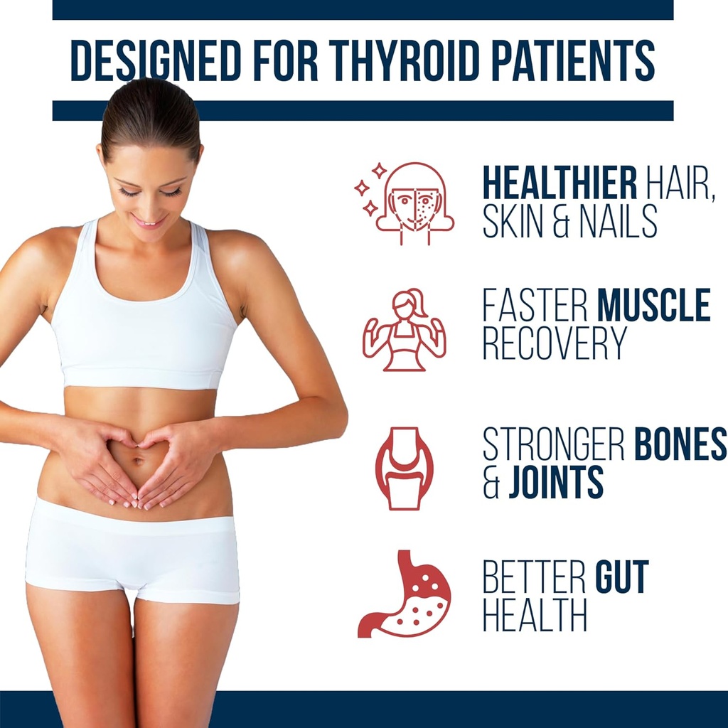 Dr. Westin Childs - Thyroid Collagen Complex, Patented Peptides Protein Powder - Hyaluronic Acid & Vitamin C for Thyroid, Hair, Skin, Nails, Joints, & Digestion Support, Grass-fed, Unflavored, 13.6oz 3