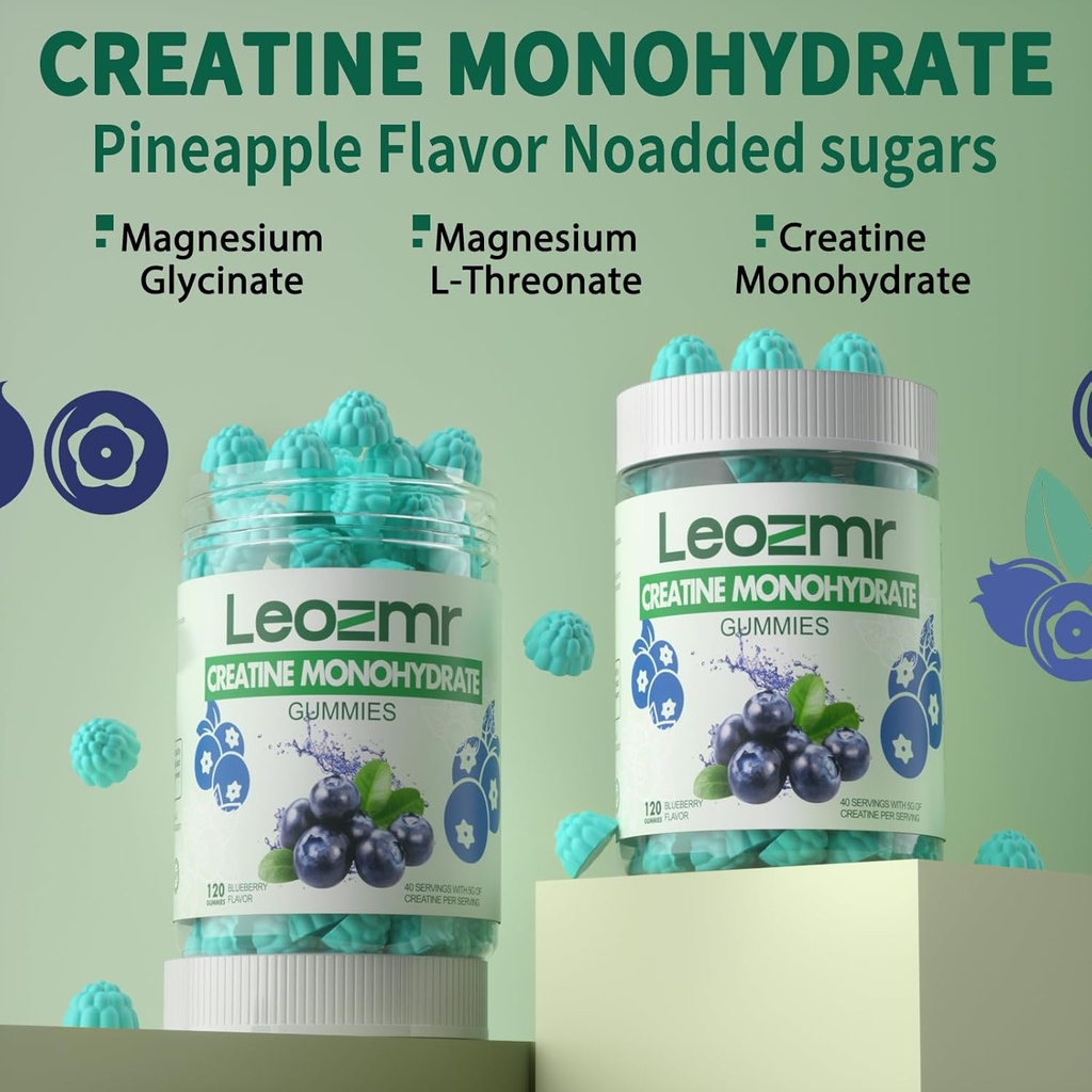 Creatine Monohydrate Gummies 5000mg for Men & Women, Chewables Creatine Monohydrate Supplement(120 Count)- Blueberry 120 Gummies 3