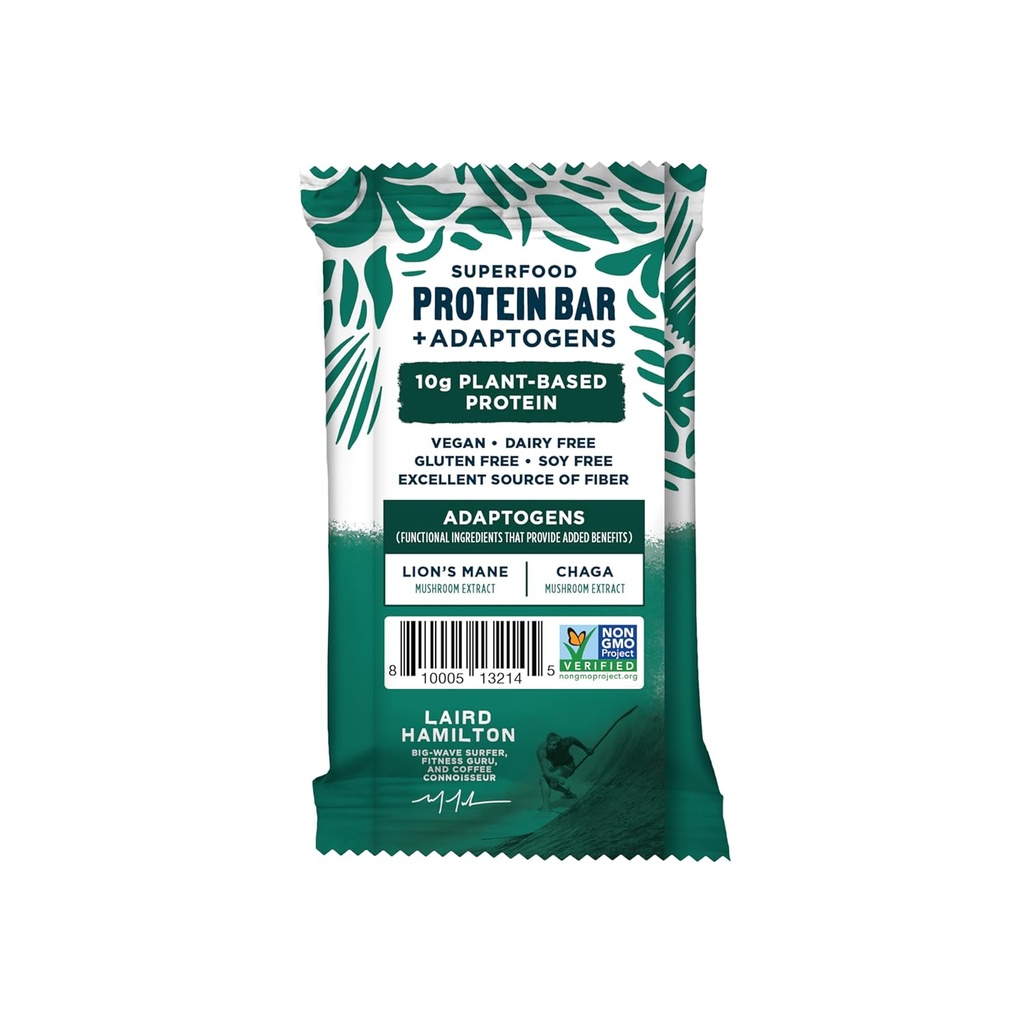 Laird Superfood Functional Protein Bars – Protein Bar but Better with Real Ingredients, Functional Mushrooms 10g Plant-Based Protein, 6g Fiber - Non-GMO - Mint Chocolate, 10 Count (Pack of 1) 4