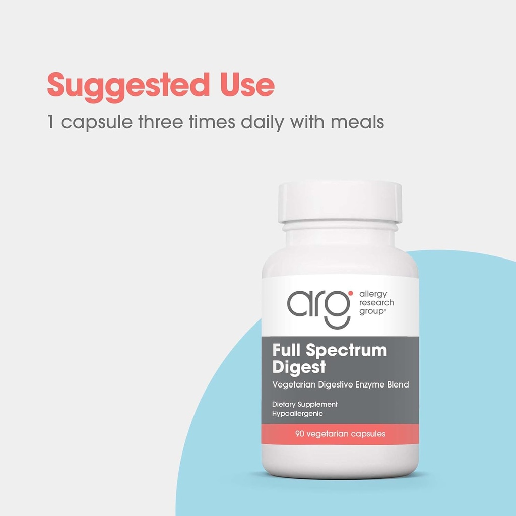 Allergy Research Group Full Spectrum Digest with Glutalytic - Digestive Enzymes for Men & Women, Gluten Support, Digestion Supplement, Gallbladder Enzymes, Amylase, Vegetarian Capsules - 90 Count 5