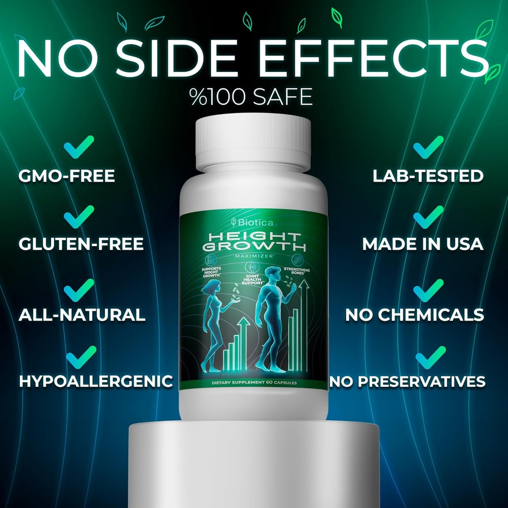 Height Growth Pills - Natural Hеight Growth Maximizer - Bone Up Calcium Supplement - Growth Factor Support, and Stature Development - Advanced Formula of Grow Pills 5