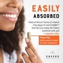 CHEERS Vitamin D3 K2 Supplement | 2000 IU Algae-D3 + 133% Daily Intake K2 MK-7 | Science-Backed Vita-Algae D® & VitaMK7® | Vegan, Non-GMO | No Fillers, Additives or Preservatives | 60 Capsules 6