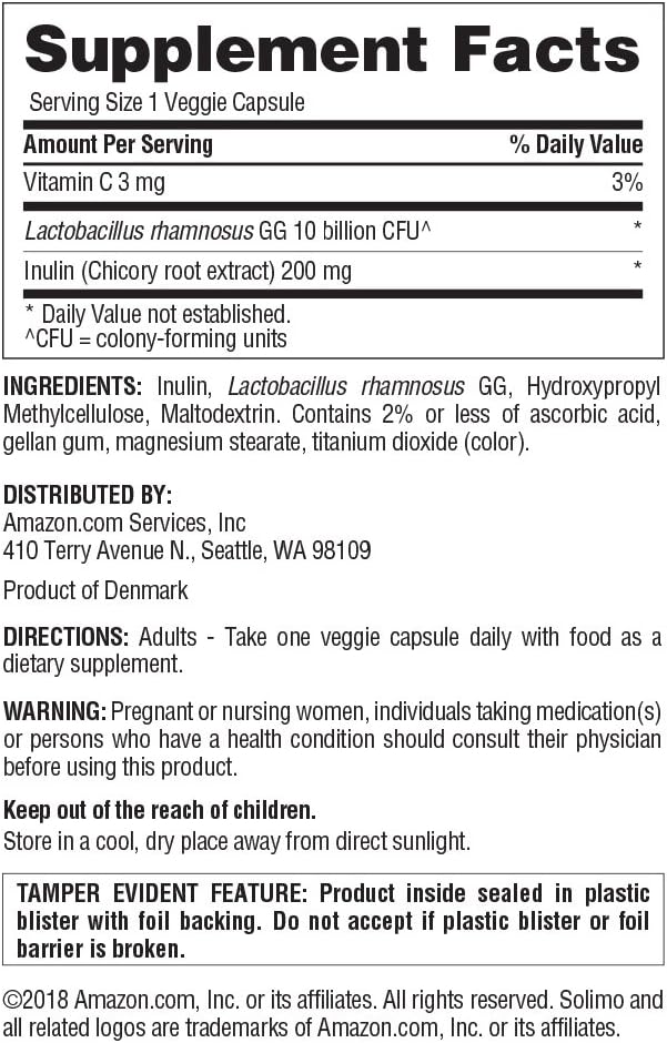 Brand - Solimo Probiotic 10 Billion CFU Lactobacillus Rhamnosus, 30 Veggie Capsules, One Month Supply 3