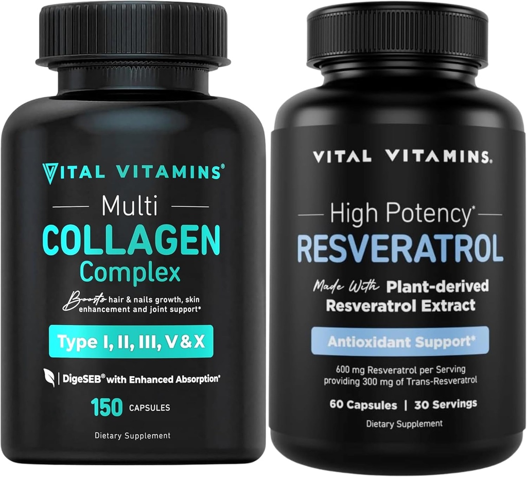Vital Vitamins Multi Collagen Capsules + Resveratrol Capsules 2