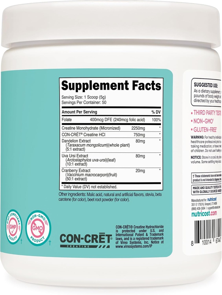 Nutricost Creatine Monohydrate Powder for Women, Micronized, Peach Mango Flavor, 50 Servings - Vegetarian, Non-GMO, Gluten Free 6