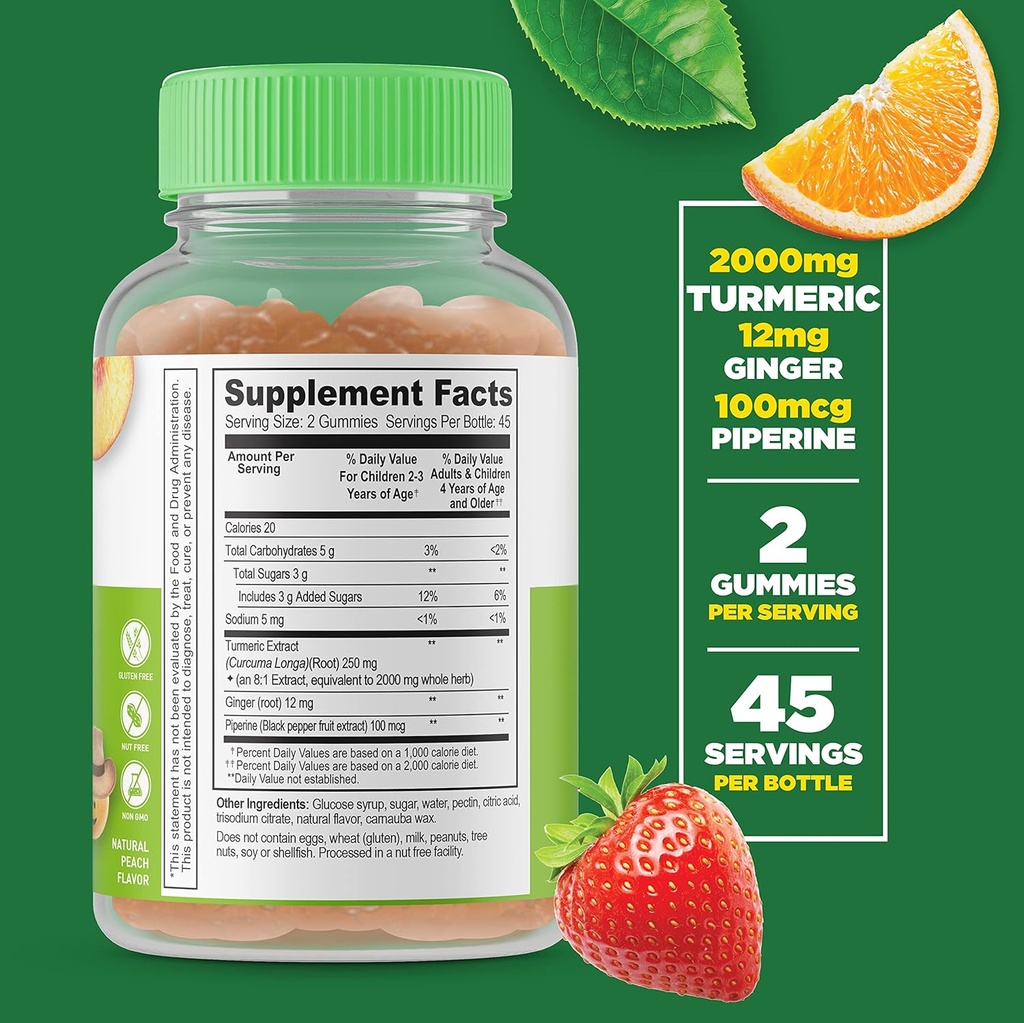 Lifeable Turmeric Curcumin Kids + Iron & Vitamin C Kids, Gummies Bundle - Great Tasting, Vitamin Supplement, Gluten Free, GMO Free, Chewable Gummy 3