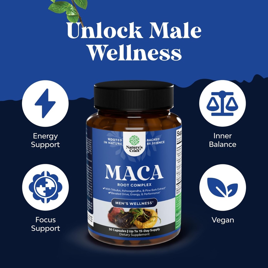 Bundle of Horny Goat Weed for Men with Black Maca Root, Tongkat Ali, Saw Palmetto & Panax Ginseng Extract and Maca Root Capsules - Herbal Wellness Supplement with Siberian Ginseng Ashwagandha 6