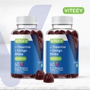 Viteey L-Theanine Gummies with Ginkgo Biloba for Adults - aids in Focus & Relax, Improve Mood - Non GMO, Gelatin Free, Vegan, Gluten Free, Naturally Sourced Chewable Tasty Raspberry Flavored Gummy 3