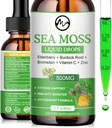 Sea Moss Liquid Drops - Irish Sea Moss 2000mg with Elderberry, Burdock Root, Bromelain, Vitamin C and Zinc - 98 Essential Minerals Seamoss Supplement for Immune, Joint, Digestion, Aging Support - 2oz 2