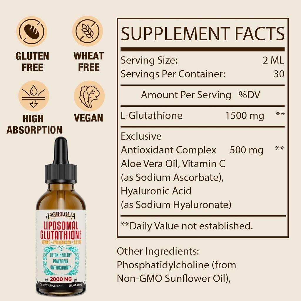 Liposomal Glutathione Liquid 2000MG – Antioxidant Detox Supplement for Women & Men, Aging Defense, Liver Function & Energy, with Hyaluronic Acid + Aloe Vera + Vitamin C, Natural & Vegan, 12 FL.OZ 3
