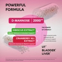 D-Mannose 2000mg with Cranberry 500mg & Hibiscus - Clinically Tested Strength for Urinary Tract Health - Supplement for Women - Bladder, Liver & Microflora Support - Made in USA - Vegan, Pack of 2 4