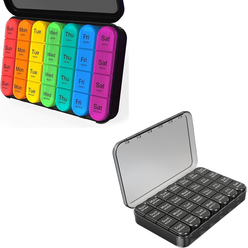 Daviky Weekly Pill Organizer 4 Times a Day, Medicine Pill Organizer Daily Pill Box Organizer, Large 7 Day Pill Case for Travel with 28 Compartment to Hold Medication, Vitamin and Supplement 2