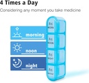 Daviky Weekly Pill Organizer 4 Times a Day, Medicine Pill Organizer Daily Pill Box Organizer, Large 7 Day Pill Case for Travel with 28 Compartment to Hold Medication, Vitamin and Supplement 4