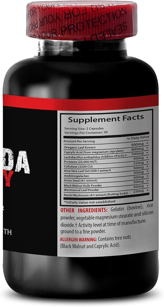 Organic Reishi Mushroom Powder - CANDIDA AWAY - Digestive Cleanse (2 bottles 120 capsules) - Anti Overgrowth Supplement - Oregano Leaf Extract - candida away extra strength - candida cleanse - candida 5