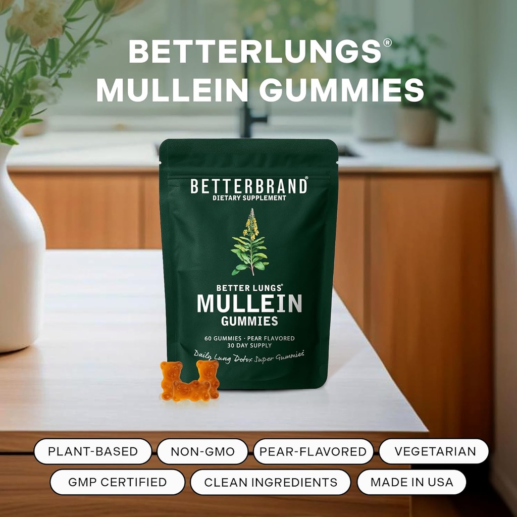 Betterbrand BetterLungs Sea Moss Gummies 1600mg Organic Irish Sea Moss for Lung and Immune System Support 1000mg Organic Bladderwrack and Burdock Root - 60 Count Apple Flavored (30 Days Supply) 3