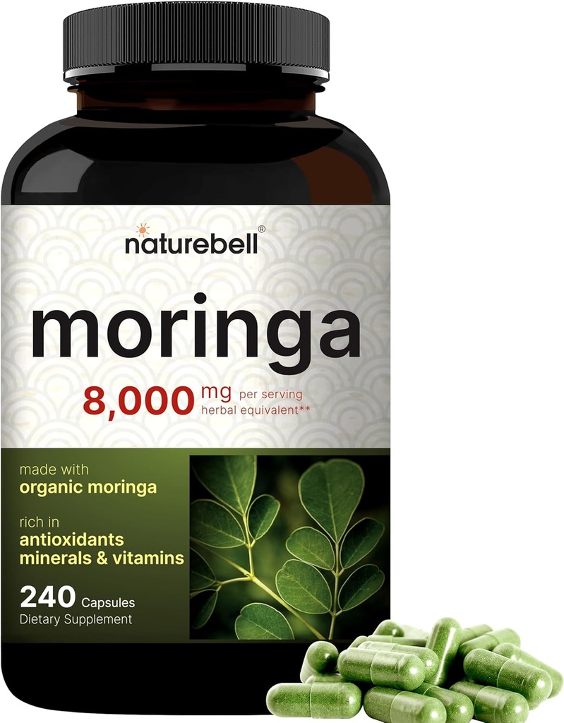 NatureBell Moringa Oleifera 8000mg Per Serving & NAC Supplement (N-Acetyl Cysteine) with Quercetin, 1,200mg Per Serving Bundle 2 Pack | Made with Organic Moringa Leaf Powder | Double Strength A 6