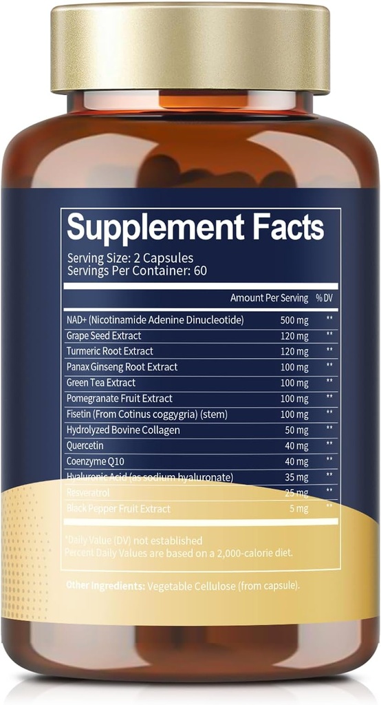 Totaria NAD Supplement for Women Men 120 Capsules 15-IN-1Cortisol Liquid Drops 2 FL.OZ 5