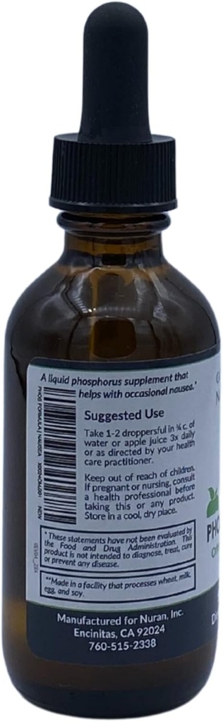 Phos Formula | Nausea | Supports Bone Health | Phosphorus Liquid Supplement with Dropper | 2 fl oz 3