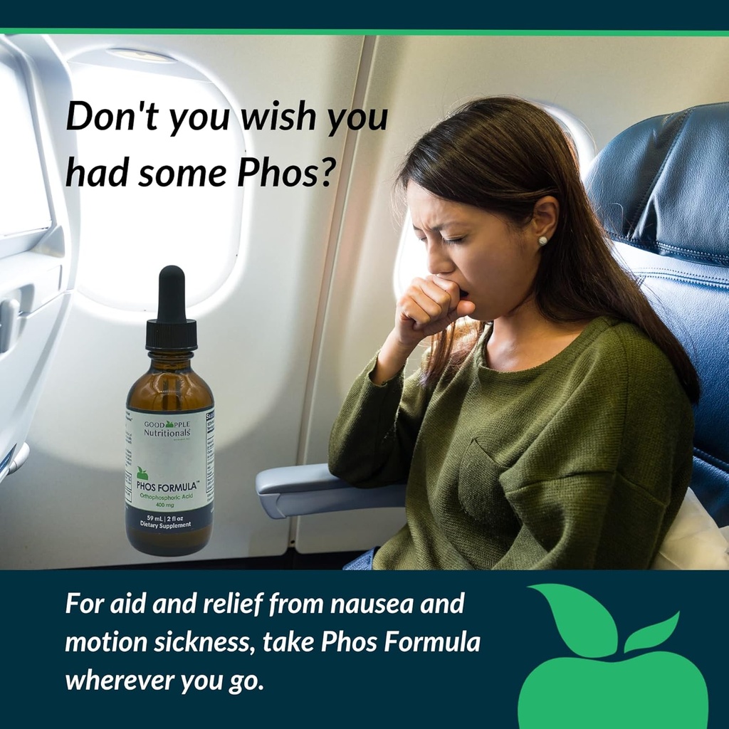 Phos Formula | Nausea | Supports Bone Health | Phosphorus Liquid Supplement with Dropper | 2 fl oz 6