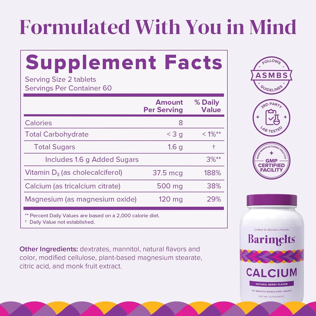 BariMelts Post-Bariatric Surgery Immunity Pack Bundle - Multivitamin with Iron, Calcium Citrate, and Vitamin D3 3