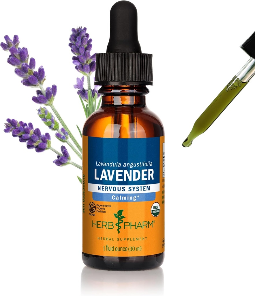 Herb Pharm Certified Organic Lavender Flower Liquid Extract for Calming Nervous System Support, 1 Fl Oz 2