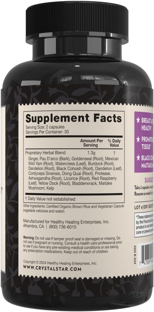 Crystal Star Fibro Defense, 60 Capsules, Black Cohosh, Breast & Uterine Health Between Periods, Non-GMO 4