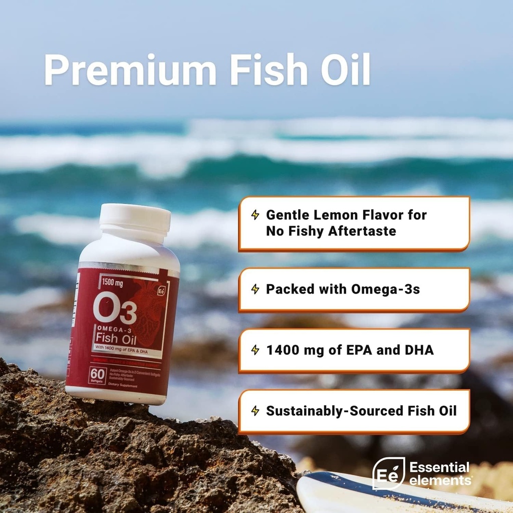 Essential Elements Omega-3 Fish Oil Supplement with EPA & DHA | Fatty Acids for Immune, Heart & Cognitive Support | Omega-3 Fish Oil 120 Softgels (2-Pack) 4