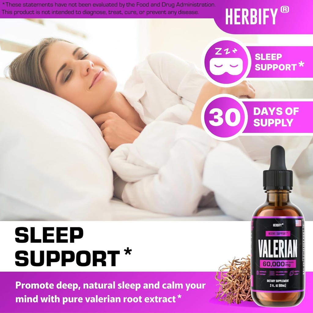 HERBIFY Bundle - K2 and D3 Drops & Valerian Root Tincture - Bone Strength & Nervous System Support 5