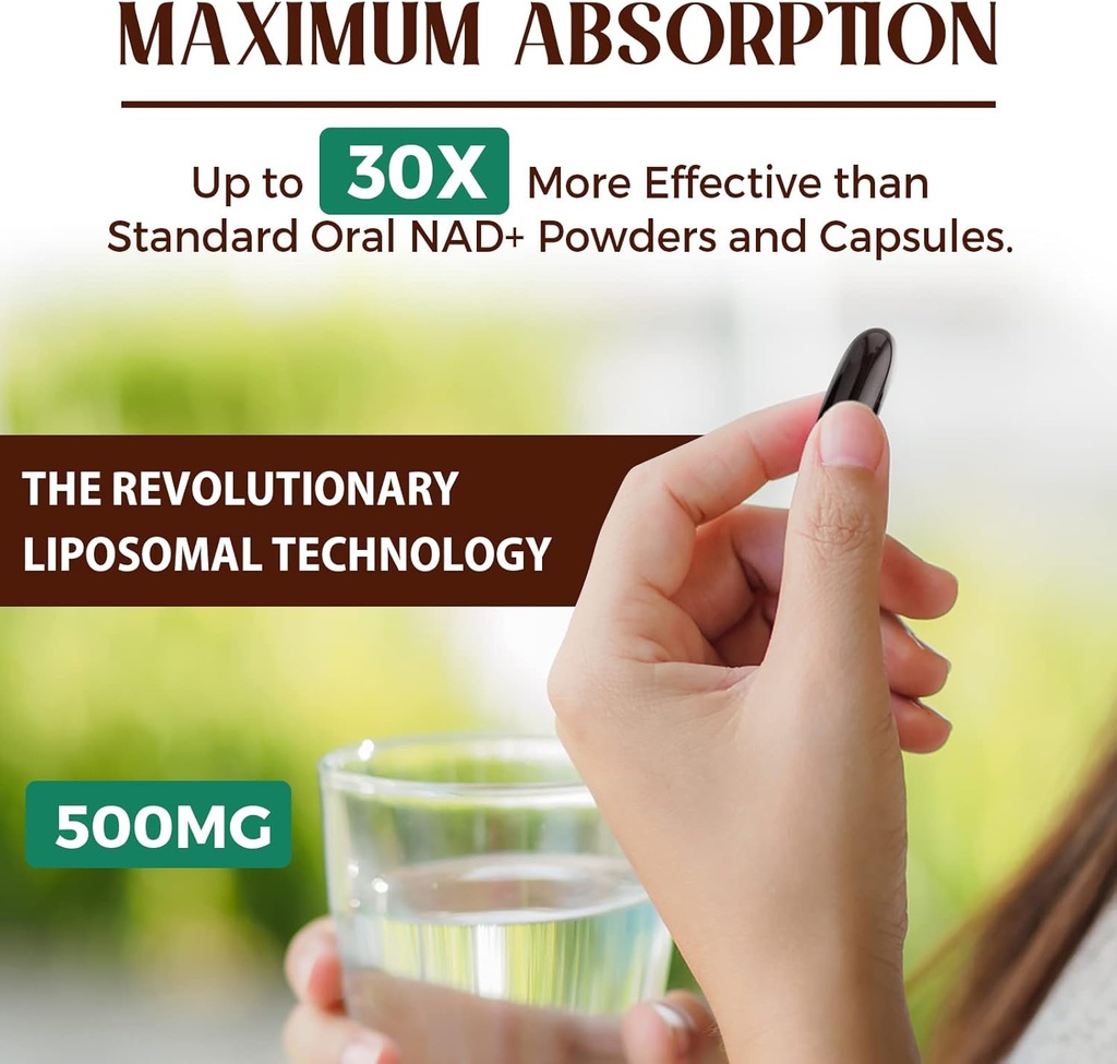 Liposomal NAD+ 500 MG Supplement, True NAD Plus Supplement, Superior Absorption, Boost NAD+ More Efficient Than Nicotinamide Riboside for Cellular Energy, Healthy Aging, 240 Serving 5
