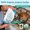 Premium Enema Organic Coffee for Enemas - Light Roast Medium Ground Specialty Grade High Palmitic Acid Caffeine Fair Trade 1Lb 3