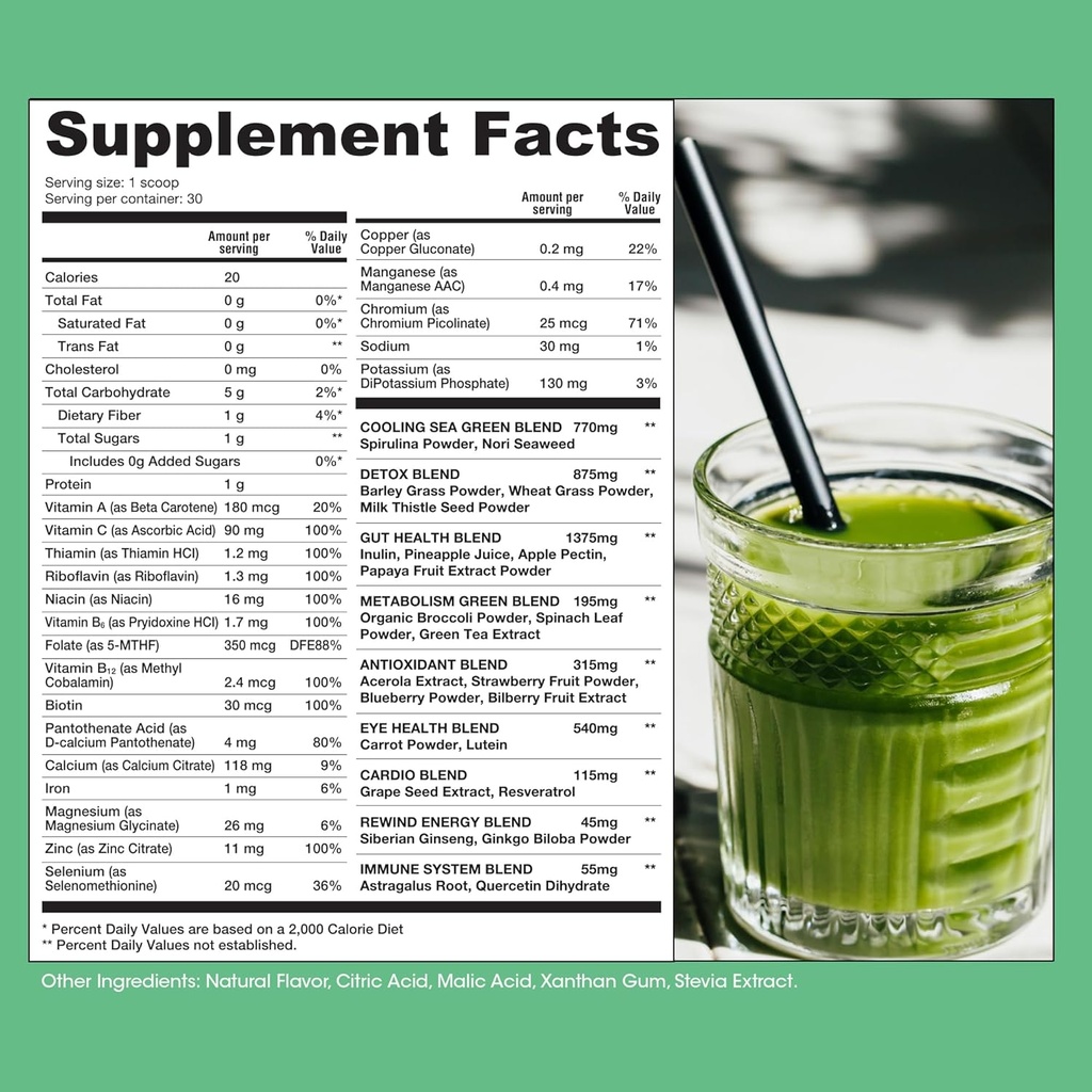 Rewind Super Greens Powder - Supports Energy, Immunity, and Gut Health - Over 40 Superfoods - Delicious Powdered Greens - Pineapple and Peach 3